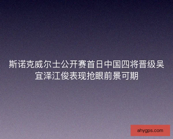斯诺克威尔士公开赛首日中国四将晋级吴宜泽江俊表现抢眼前景可期