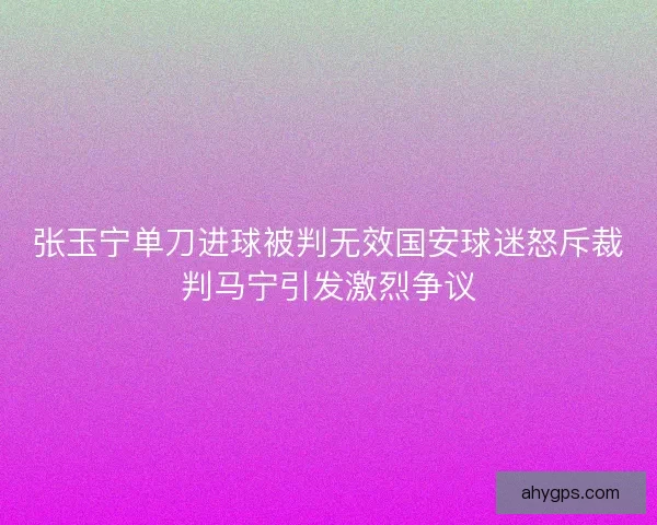 张玉宁单刀进球被判无效国安球迷怒斥裁判马宁引发激烈争议