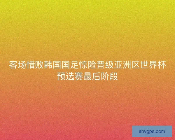 客场惜败韩国国足惊险晋级亚洲区世界杯预选赛最后阶段