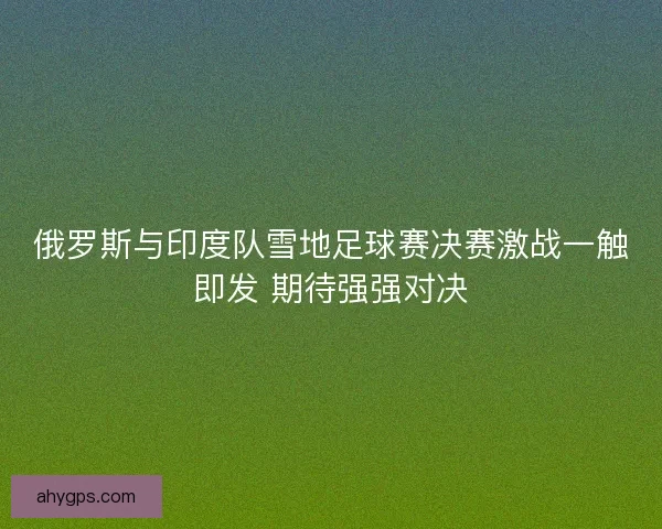 俄罗斯与印度队雪地足球赛决赛激战一触即发 期待强强对决