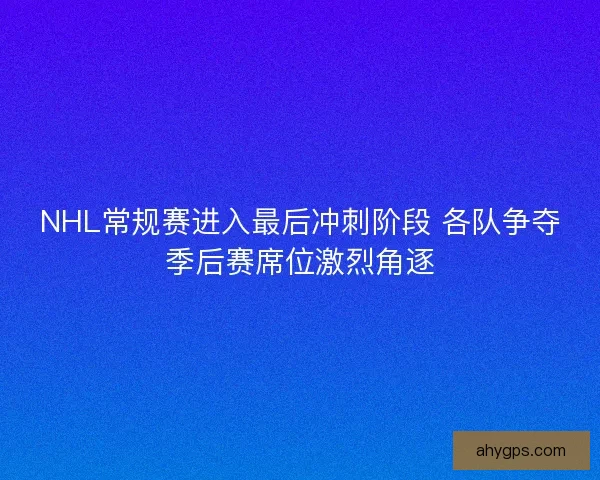 NHL常规赛进入最后冲刺阶段 各队争夺季后赛席位激烈角逐